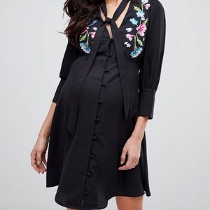 ASOS Maternity Embroidered Floral Midi Dress